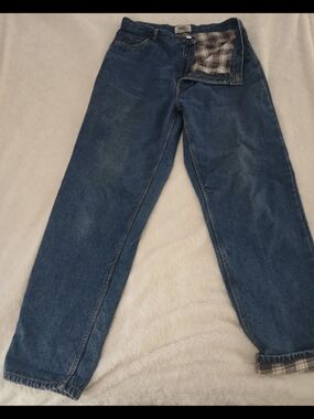High-Rise Flannel Lined Women's Jeans in Dark Blue